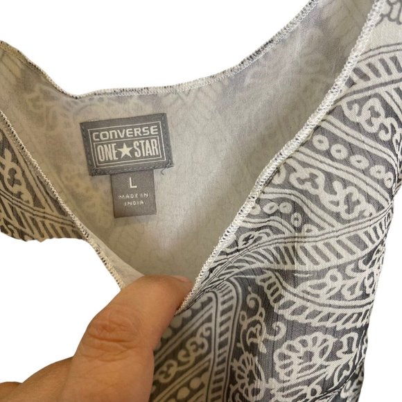 Converse One Star Layered Semi-Sheer Adjustable Tie Straps Grey & White Womens L - Picture 11 of 12